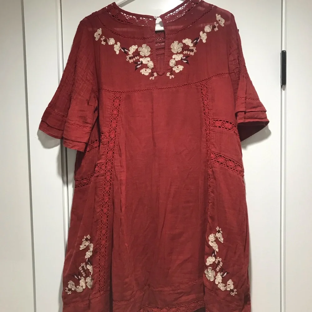 Free People Red Ruffled Mini Dress - Picture 8 of 8